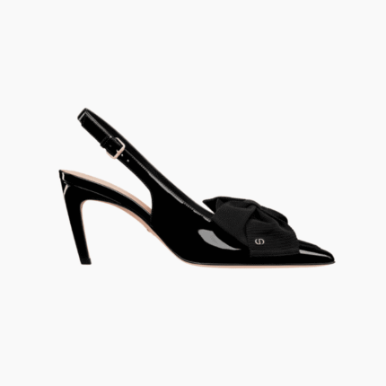 حذاء ديوريسيمو 2025 نسائي – جلد أسود لامع مع فيونكة CD ذهبية – صورة رئيسية