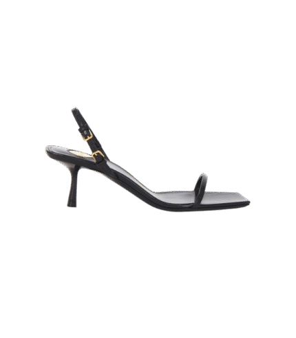 كعب سان لوران جاسبي جلد وساتان أسود كعب مفتوح 56 مم