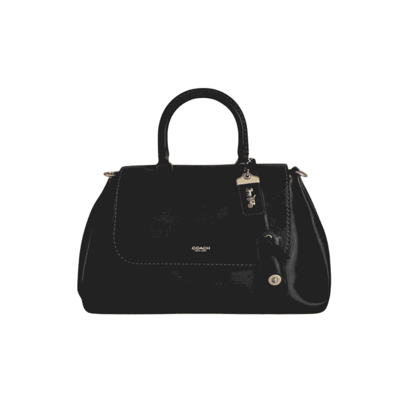 حقيبة كوتش Rogue سوداء من الجلد الطبيعي - منظر أمامي أنيق.