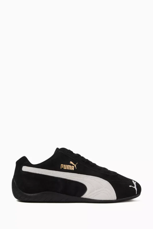 حذاء بوما سبيدكات الرياضي الأسود من الجلد - منظر أمامي.